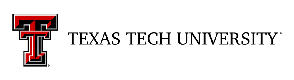 DDouble T with serif text to the right. The text is black and all caps.                           It reads Texas Tech University.