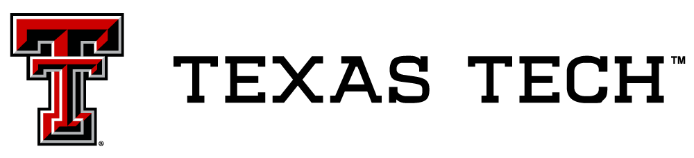 Double T accompanied by text to the right. It reads Texas Tech       and it is typeset in a custom slab serif.