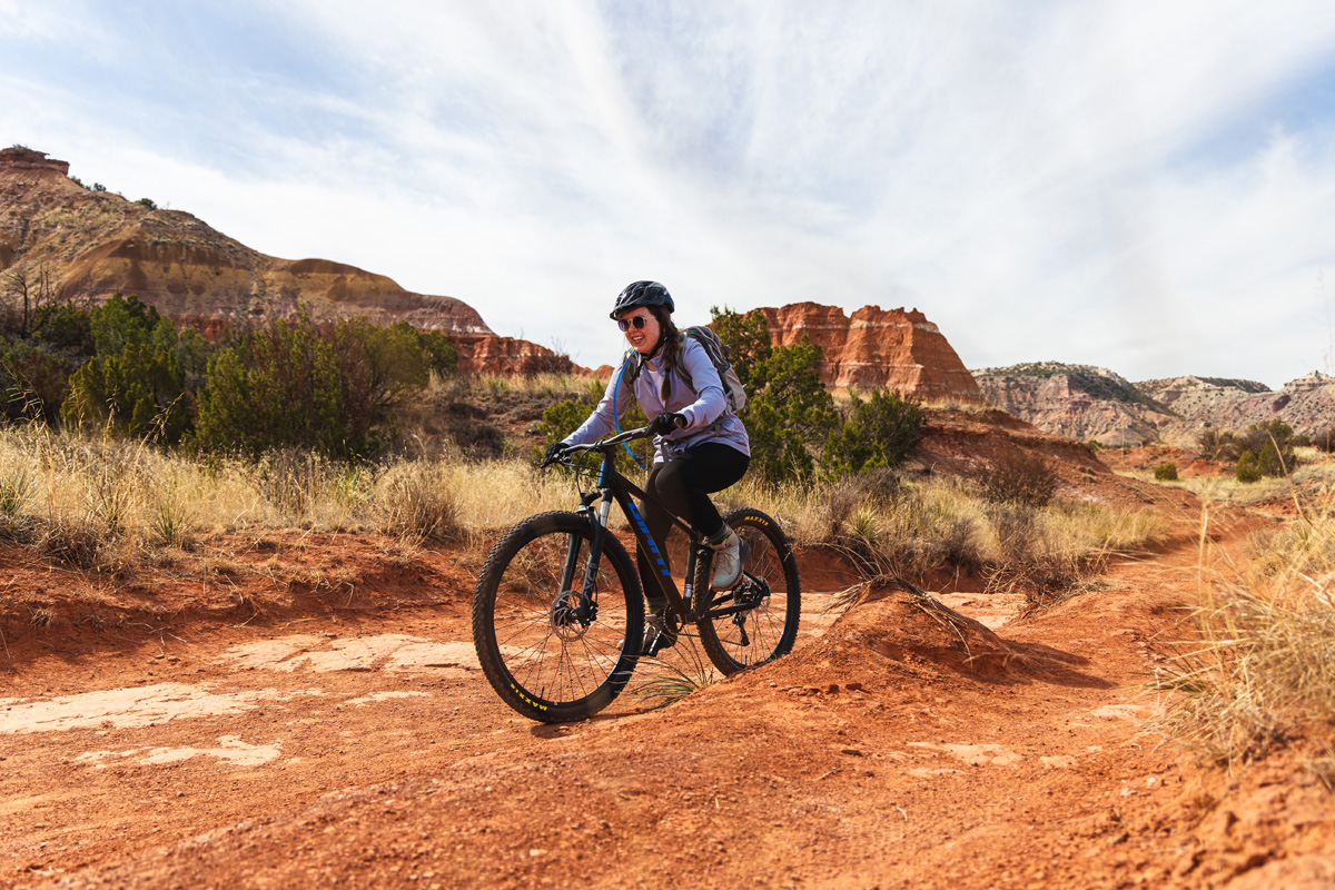 Mountain biker in a mesa environment