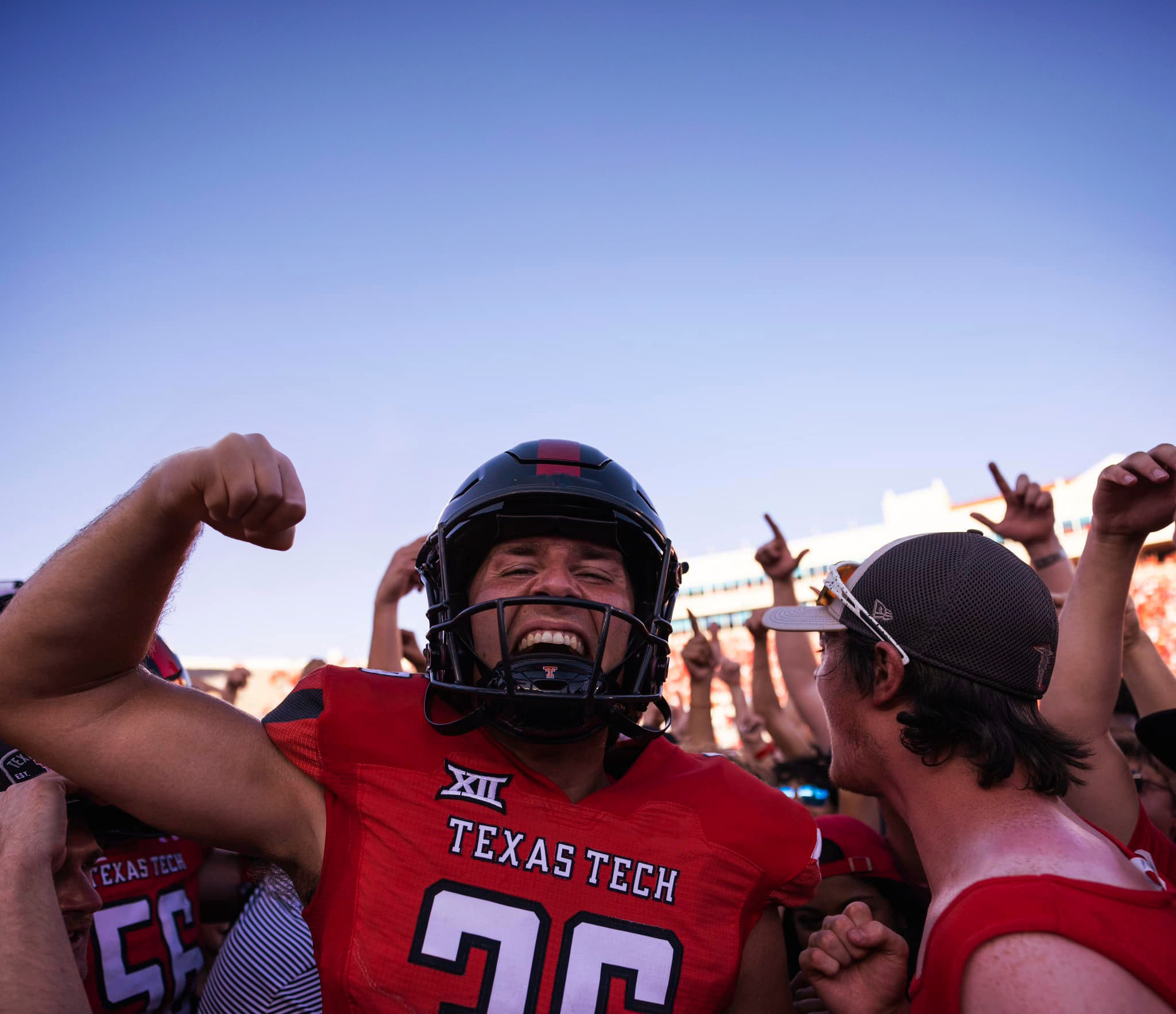 Cheering Texas Tech football player