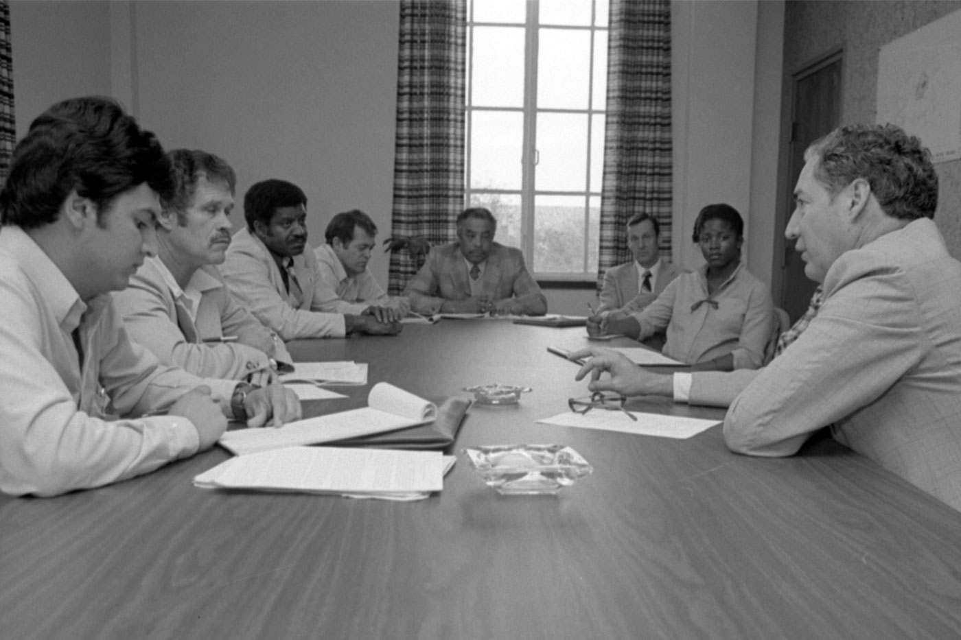 Lauro meets with minorities on Oct. 31, 1980. T.J. Patterson can be seen, third from the left. 