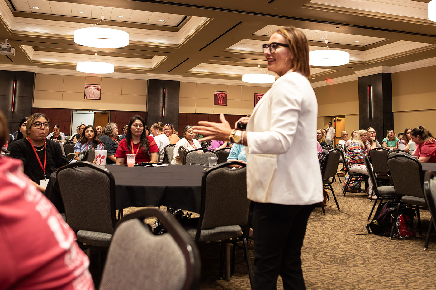 Lizzy Johnson gives the keynote speech at Texas Tech’s Educational Practitioners Institute in June.