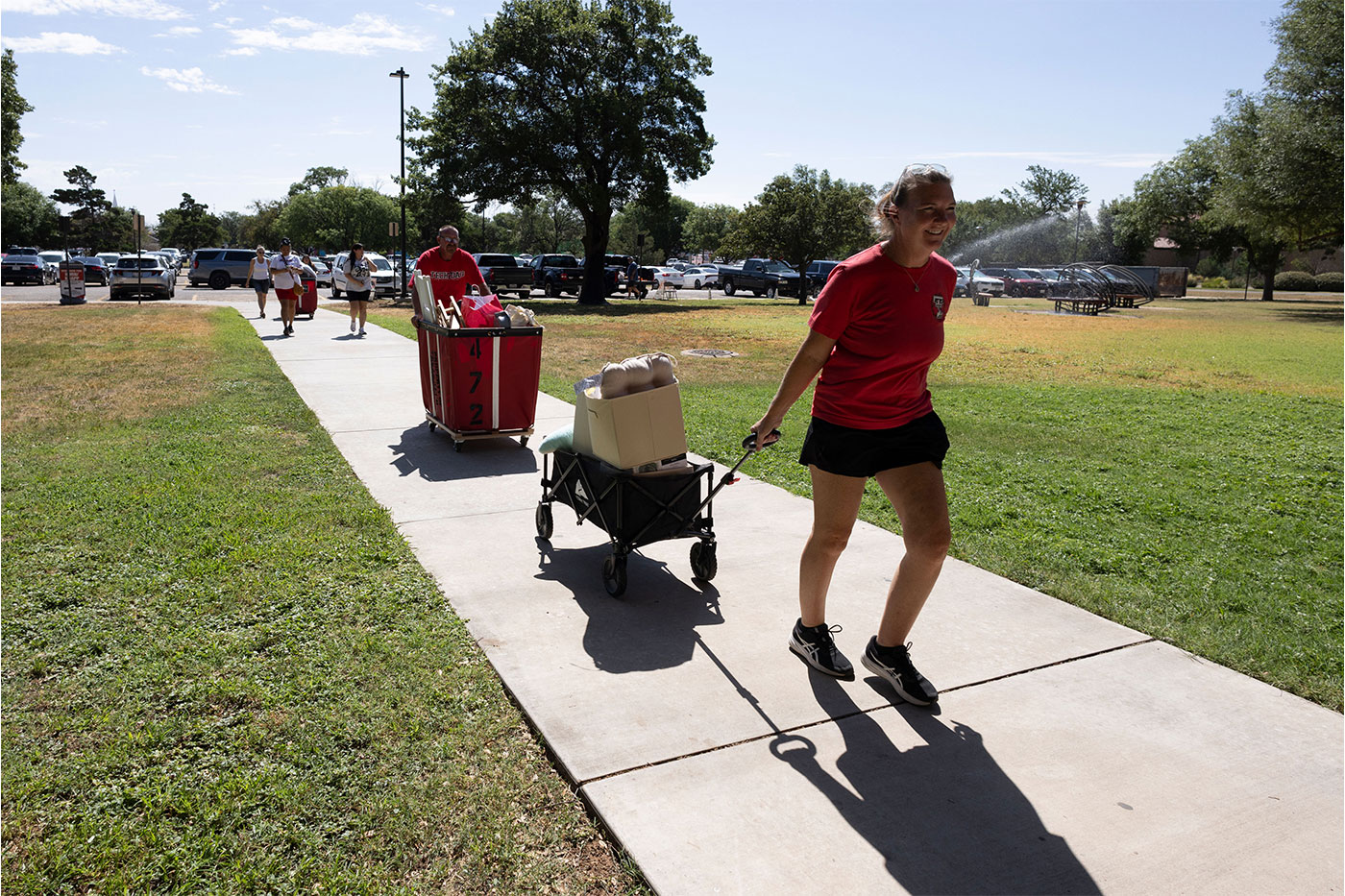 Students moving in to the residence halls.